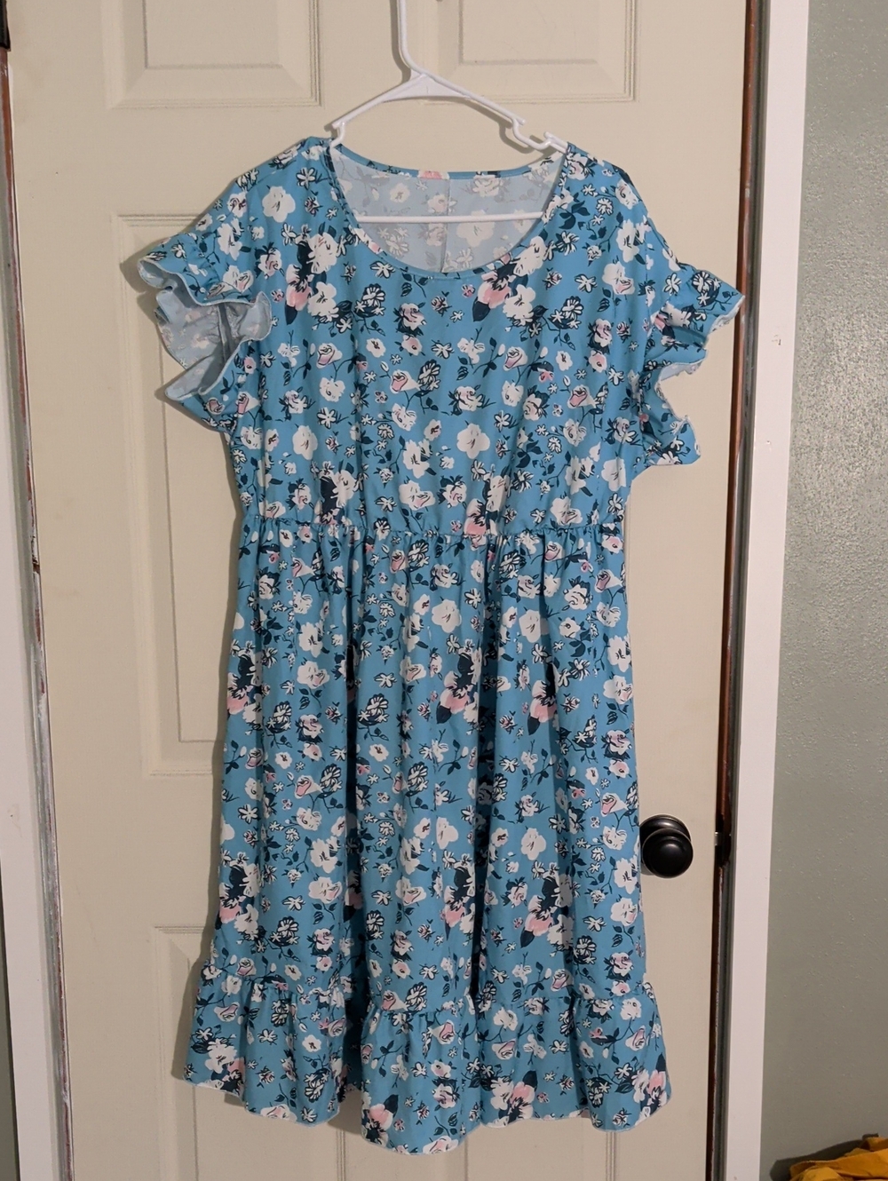 Blue Floral Dress NWOT L